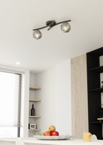 Opus 60cm Couleur fumée plafonnier De Emibig Lighting - La forme simple et les coupoles en verre fum&eacute; conf&egrave;rent &agrave; la pi&egrave;ce douceur et l&eacute;g&egrave;ret&eacute;, tandis que la lampe diffuse une lumi&egrave;re agr&eacute;able et diffuse.