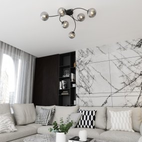 Vibra 97cm Couleur fumée plafonnier De Emibig Lighting - Les abat-jour en verre fum&eacute; &eacute;mettent une lumi&egrave;re douce et diffuse qui conf&egrave;re &agrave; la pi&egrave;ce l&eacute;g&egrave;ret&eacute; et une touche moderne.