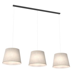 Epoca 116cm Beige suspension De Emibig Lighting - Les abat-jour en tissu diffusent d&eacute;licatement la lumi&egrave;re et cr&eacute;ent une atmosph&egrave;re chaleureuse et confortable &ndash; parfaite pour le salon, la table &agrave; manger ou la cuisine.