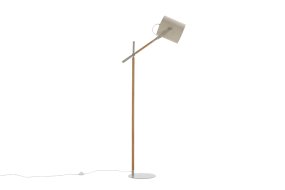 Dennis Beige/bois lampadaire De Venture Design - Dennis est un lampadaire moderne dot&eacute; d'une tige r&eacute;glable et d'un abat-jour en lin beige, diffusant une lumi&egrave;re douce et agr&eacute;able.