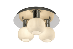 Messina Ø28 Chrome lampe de salle de bain De Aneta Lighting - Plafonnier Messina en chrome avec 3 coupoles en verre strié blanc opale.