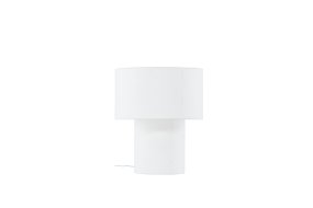 Globia 40cm Blanc lampe de table De Venture Design - La base de la lampe et l'abat-jour sont enti&egrave;rement recouverts d'un beau tissu en lin blanc qui ajoute une atmosph&egrave;re douce &agrave; la maison.