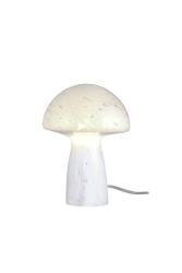 Mushi 20cm Blanc lampe de table De Aneta Lighting - Mushi est une lampe champignon en verre tendance avec un motif unique de points blancs, donnant &agrave; chaque lampe un design unique.