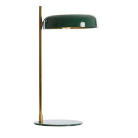 Maleka 47cm Vert foncé lampe de table De Light & Living - Maleka est une lampe de table &eacute;l&eacute;gante dot&eacute;e d'un abat-jour vert fonc&eacute; brillant et d'une structure dor&eacute;e.