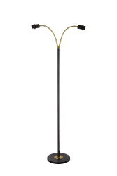 Ljusdal 2 Noir lampadaire De Aneta Lighting - Convient comme projecteur avec 2 bras réglables et interrupteurs d'alimentation séparés.