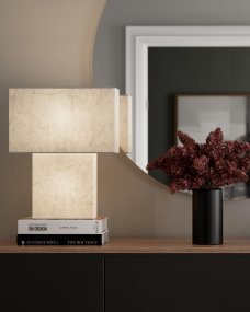 iSquare 50cm Blanc lampe de table De By Rydéns - Cette lampe unique allie esth&eacute;tique traditionnelle et fonction moderne, ce qui en fait un excellent choix pour ceux qui recherchent &agrave; la fois style et &eacute;clairage pratique dans leur maison.