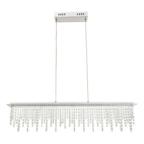 Scala 90cm Chrome cristal De Globo Lighting - Ce luminaire est &eacute;quip&eacute; d&#39;une LED int&eacute;gr&eacute;e de 1700 lumens et sa luminosit&eacute; peut &ecirc;tre r&eacute;gl&eacute;e &agrave; l&#39;aide de la t&eacute;l&eacute;commande fournie.
