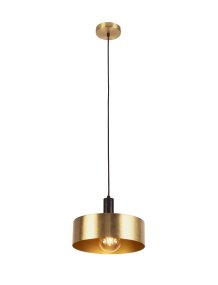 Knox Ø30 Or suspension De Searchlight - L'abat-jour avec une finition en laiton satiné distribue la lumière uniformément et crée une atmosphère chaleureuse et accueillante - parfait pour la cuisine, la chambre ou au-dessus de la table à manger.
