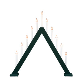 Nova 11 vert foncé De Pixie Design - Nova est un bougeoir de l'Avent classique en bois, orn&eacute; de onze bougies d'un magnifique vert fonc&eacute;, &eacute;voquant les f&ecirc;tes de No&euml;l traditionnelles.