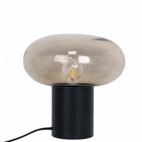 Alba 32cm Noir/ambre lampe de table De Nordic Lighting - La lampe est fournie avec un c&acirc;ble textile noir de 1,8 m de long, &eacute;quip&eacute; d'un interrupteur et d'une prise.