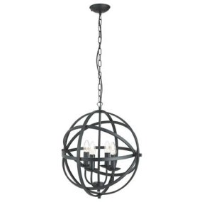 Orbit Ø45 Noir suspension De Searchlight - Son design sphérique se compose de quatre anneaux interconnectés qui forment ensemble une magnifique forme sculpturale, idéale comme point focal dans un salon ou une salle à manger.