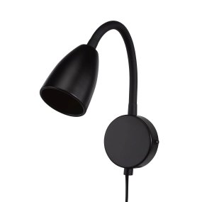 Moa Noir lampe de lecture De Oriva - Le bras flexible vous permet d&#39;ajuster facilement la direction de la lumi&egrave;re, ce qui la rend parfaite comme lampe de chevet ou dans le bureau.