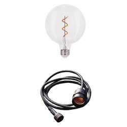 Penny (Blanc Chaud) Transparent De Lightson - L'emballage comprend une source lumineuse décorative en plastique de haute qualité et un câble textile noir de 150 cm de long avec une douille E27 (12 V uniquement).