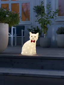 Chat Assis En Acrylique Clair De Konstsmide - Charmant et ludique &ndash; ce chat assis en acrylique diffuse de la chaleur avec ses 40 lumi&egrave;res LED blanc chaud.