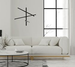 Stecco Ø60 Noir suspension De Aneta Lighting - Les bras peuvent être inclinés dans plusieurs directions, ce qui crée une bonne diffusion de la lumière.