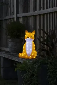 Renard En Acrylique Orange De Konstsmide - Avec un total de 64 lumi&egrave;res LED blanches, il cr&eacute;e une lueur claire et atmosph&eacute;rique.