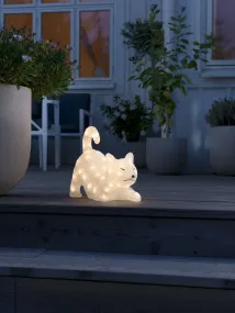 Chat Allongé En Acrylique Clair De Konstsmide - Charmant et ludique – ce chat couché en acrylique diffuse de la chaleur avec ses 48 lumières LED blanc chaud.
