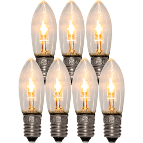 E10 LED 0,5W 10-55V Pack De 7 De Star Trading - Lot de 7 ampoules LED de rechange, verre transparent, culot E10, 10–55 V.