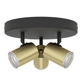 Consuma 3 Or spot De Eglo - Consuma est un spot en m&eacute;tal moderne au design industriel et &agrave; l'&eacute;l&eacute;gante finition dor&eacute;e.