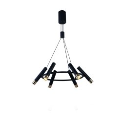Cylinder Ø70 Noir suspension De Searchlight - Cette lampe moderne est réglable en hauteur et en angle, ce qui la rend flexible et adaptée à différentes pièces.