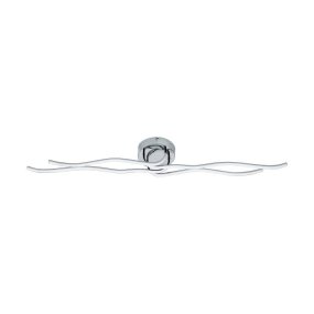 Roncade 108cm Chrome plafonnier De Eglo - La forme minimaliste et fluide donne &agrave; la lampe une expression &eacute;l&eacute;gante et sophistiqu&eacute;e, ajoutant une touche d'art moderne &agrave; votre maison.