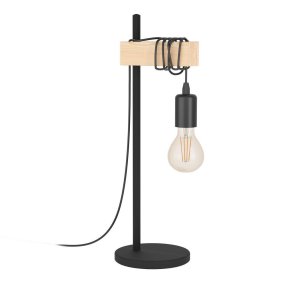 Townshend 50cm Noir lampe de table De Eglo - Le design simple mais charmant de la lampe s'intègre aussi bien dans les environnements modernes que ruraux, créant une atmosphère chaleureuse et accueillante.