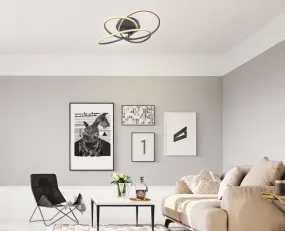 Panda Ø60 Noir plafonnier De Globo Lighting - Den har en fast installerad LED-panel som avger ett varmvit ljus och skapar en behaglig och inbjudande atmosf&auml;r i rummet.