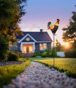 Rooster Multicolore lampe solaire De Globo Lighting - Den fungerar b&aring;de som en dekorativ detalj och en st&auml;mningsfull ljusk&auml;lla som ger din utomhusmilj&ouml; en hemtrevlig och lantlig karakt&auml;r.