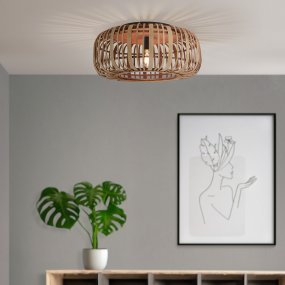 Woodrow Ø50 Nature plafonnier De Brilliant - La lampe diffuse une lumi&egrave;re chaude et agr&eacute;able et cr&eacute;e une atmosph&egrave;re agr&eacute;able dans la pi&egrave;ce.