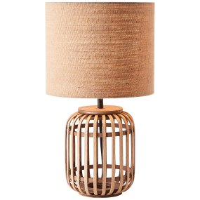 Woodrow 43cm Nature lampe de table De Brilliant - Les matériaux métal, textile et bambou contribuent à une sensation naturelle et créent une atmosphère chaleureuse dans la pièce.