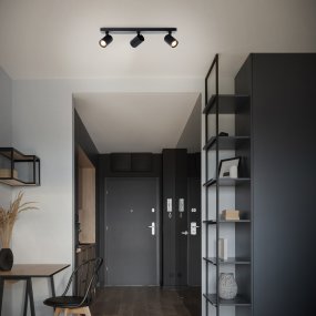 Marty 3 Sable noir spot De Brilliant - La lampe est dotée de douilles GU10 et est livrée avec des sources lumineuses à intensité variable qui émettent une lumière blanche chaude.