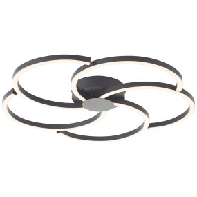 Fico Ø52 Noir plafonnier De Brilliant - Il a un diamètre de 52 cm et une luminosité de 3300 lumens, créant une atmosphère lumineuse et accueillante dans n'importe quelle pièce.