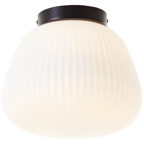 Kaizen Ø25 Blanc plafonnier De Brilliant - Kaizen Plafond est un plafonnier élégant avec une base en métal et un abat-jour blanc en verre nervuré.