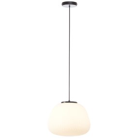 Kaizen Ø35 Blanc suspension De Brilliant - La suspension Kaizen est un plafonnier élégant avec une combinaison de métal et de verre nervuré blanc.