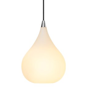 Drops Ø23 Blanc suspension De Halo Design - L'abat-jour en verre opale soufflé à la bouche crée une fine diffusion de la lumière et, en combinaison avec les détails en aluminium brossé, la lampe contribue à une belle atmosphère dans la pièce.