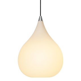 Drops Ø30 Blanc suspension De Halo Design - L'abat-jour en verre opale soufflé à la bouche crée une fine diffusion de la lumière et, en combinaison avec les détails en aluminium brossé, la lampe contribue à une belle atmosphère dans la pièce.