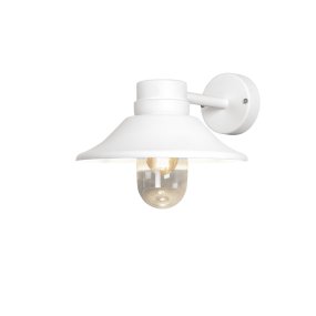 Vega Blanc lampe d’extérieur De Konstsmide - L'abat-jour large et le dôme en verre transparent émettent une lumière agréable et dirigée, ce qui rend la lampe parfaite pour les entrées et les patios.