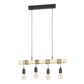 Townshend 70cm Bois De Eglo - La poutre en bois naturel et les d&eacute;tails noirs cr&eacute;ent une ambiance chaleureuse et industrielle.