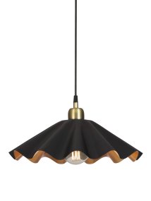 Aira Ø50 Noir De PR Home - Le plafonnier Aira s&eacute;duit par sa surface noire mate et son int&eacute;rieur couleur laiton.