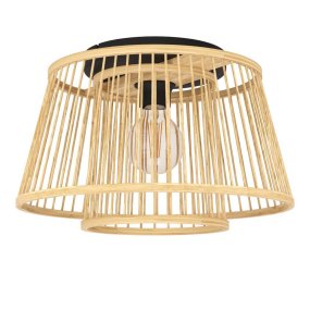 Hykeham Ø38 Nature plafonnier De Eglo - Cette lampe s'intègre parfaitement dans les pièces au style de décoration intérieure naturel, scandinave ou bohème où vous souhaitez ajouter un élément de matériaux naturels et de formes douces.