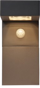Vici Noir lampe solaire De Star Trading - Elle s'allume automatiquement grâce à un détecteur de mouvement et diffuse une lumière blanche pendant environ 25 secondes à 300 lumens, puis passe à un éclairage continu de 30 lumens avant de s'éteindre.