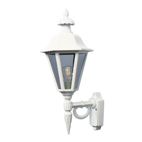 Pallas Blanc lampe d’extérieur De Konstsmide - Avec sa conception en forme de lanterne et ses panneaux en verre transparent, la lampe émet une lumière chaleureuse et invitante, parfaite pour les entrées, les patios et les allées.