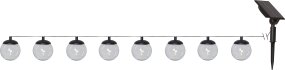 Globe Noir lampe solaire De Star Trading - La boucle de cellules solaires Globe se compose de 8 boules en plastique PS transparent avec un câble de 30 cm de long entre elles.