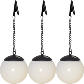 Globus Pack De 3 Blanc lampe solaire De Star Trading - Faciles &agrave; installer gr&acirc;ce &agrave; leur cha&icirc;nette de 13 cm et leur clip inclus, elles diffusent une lumi&egrave;re blanche chaude &agrave; la tomb&eacute;e de la nuit.