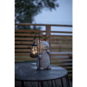 Smilla Gris lampe solaire De Star Trading - Lampe solaire d&eacute;corative en polyr&eacute;sine aspect granit.