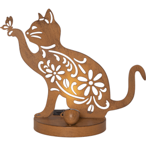 Oxicat Rouiller lampe solaire De Star Trading - Oxicat est une lampe solaire d&eacute;corative en m&eacute;tal &agrave; la finition rouill&eacute;e, lui conf&eacute;rant un aspect chaleureux et rustique.