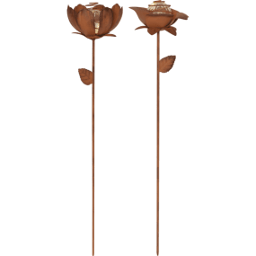 Oxida Flower Pack De 2 Rouiller lampe solaire De Star Trading - Parfaits pour les pots et les massifs de fleurs, ils attirent le regard de jour comme de nuit.