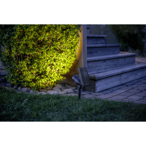 Powerspot Noir lampe solaire De Star Trading - Projecteur solaire fonctionnel &agrave; lumi&egrave;re blanche chaude et 5 couleurs &eacute;l&eacute;gantes (rose, bleu, vert, jaune et rouge) s&eacute;lectionnables par simple pression d'un bouton.