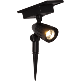 Powerspot Noir lampe solaire De Star Trading - Projecteur solaire fonctionnel &agrave; lumi&egrave;re blanche chaude et 5 couleurs &eacute;l&eacute;gantes (rose, bleu, vert, jaune et rouge) s&eacute;lectionnables par simple pression d'un bouton.
