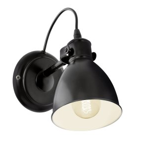 Priddy 22cm Noir applique murale De Eglo - L'applique murale Priddy est une lampe &eacute;l&eacute;gante en m&eacute;tal noir au design industriel classique.